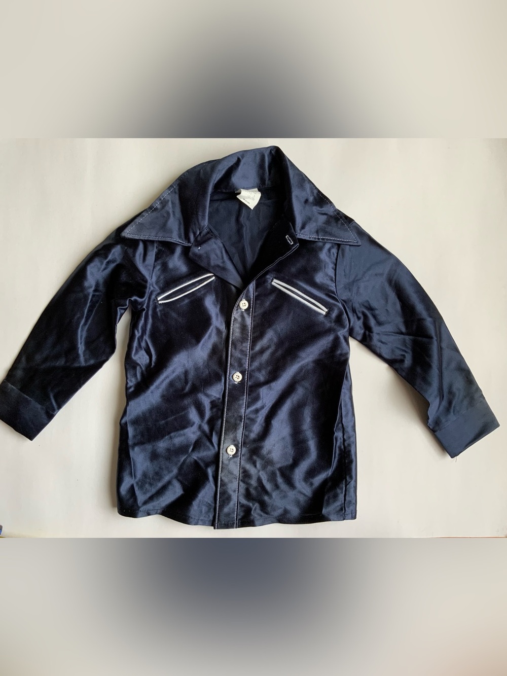 Vintage 70s Boy’s Navy Button-Front Western Shirt RARE